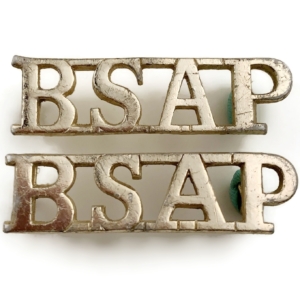 British South Africa Police BSAP Anodised Staybrite Shoulder Title PAIR