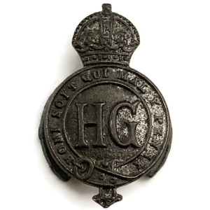 WW2 Home Guard Servicemans HG WHITE METAL Lapel Badge