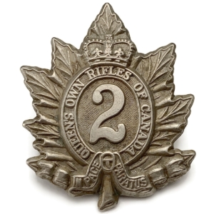 WW2 2nd Queens Own Rifles of Canada Regiment Queen's Canadian Cap Badge