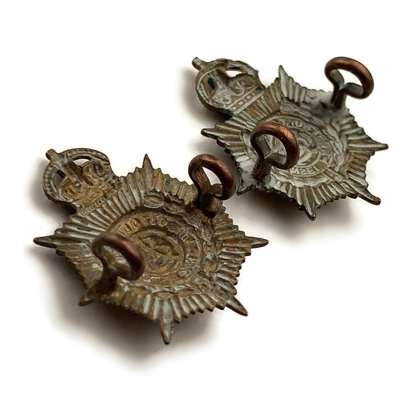 WW1 Army Service Corps ASC Collar Badge PAIR - British Military Badges