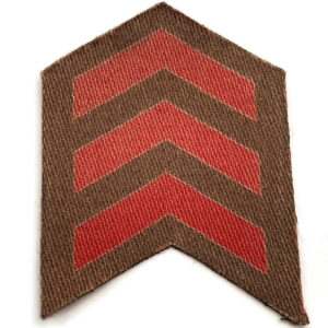 WW2 British 3x Red Overseas Service Year Stripes PRINTED Cloth Chevrons Badge Patch