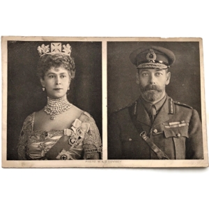 Princess Mary 1914 Christmas Tin Contents: King George V & Queen Postcard ARMY VERSION