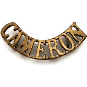 WW1 Queens Own Cameron Highlanders Regiment Shoulder Title