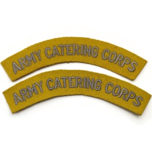 WW2 Army Catering Corps ACC Cloth Shoulder Title Badge Flash PAIR