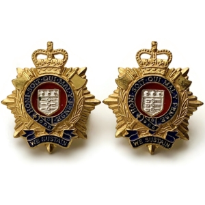 Royal Logistics Corps OFFICERS Logistic Collar Badge - Queens Crown