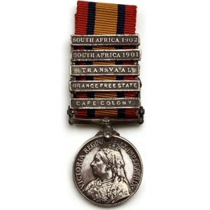 MINIATURE Boer War QSA Queens South Africa Queen's Dress Medal 5x Clasps OFS Transvaal