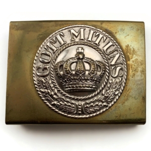 WW1 Imperial German Army Prussian Crown Brass Belt Buckle Uniform Badge - GOTT MIT UNS