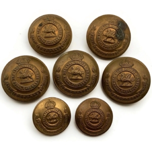 Group 7x Royal East Kent (The Buffs) Regiment Tunic Buttons Set - 26mm & 19mm