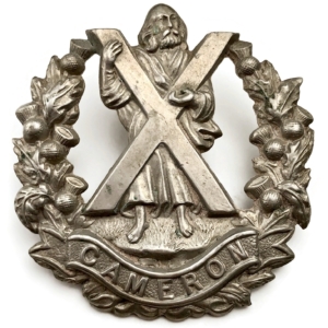 WW1 Queens Own Cameron Highlanders Regiment Cap Badge